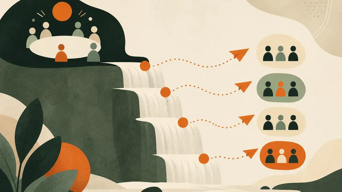 Ilustração sobre Cascata de decisões: como levar o que foi decidido até a equipe