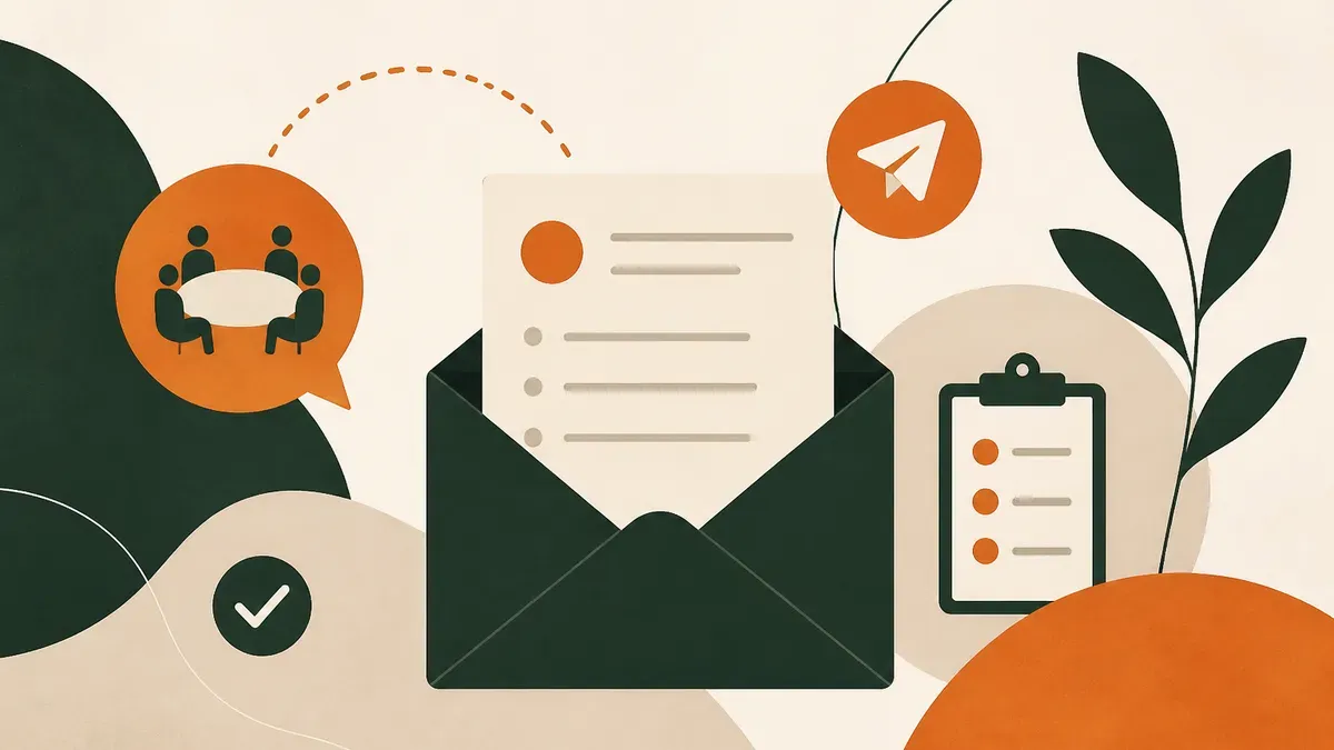 Ilustração sobre Como escrever o e-mail de follow-up depois de uma reunião