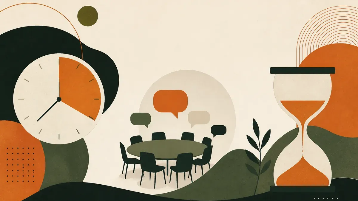 Ilustração sobre Quanto tempo você passa em reuniões — e como medir de verdade