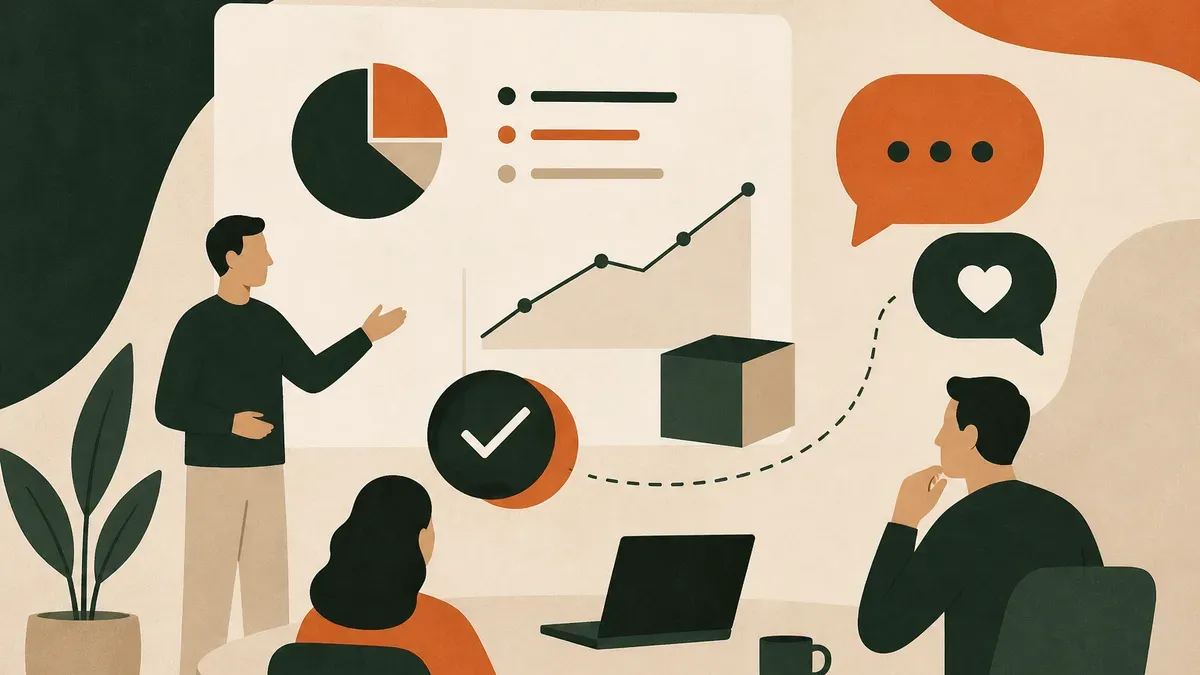 Ilustração sobre Como apresentar entregas em reunião e capturar o feedback do cliente