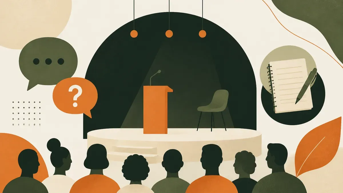 Ilustração sobre Town hall: como conduzir a reunião aberta e registrar o que foi dito