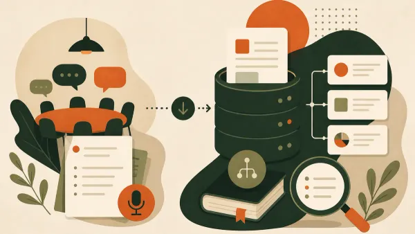 Ilustração sobre Como transformar reuniões documentadas em uma base de conhecimento