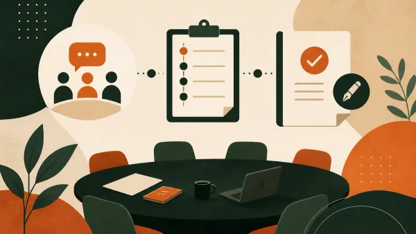 Ilustração sobre Reunião de liderança: como definir a pauta e registrar o que foi decidido