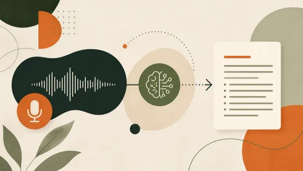Ilustração sobre O que é transcrição automática e como ela funciona na prática