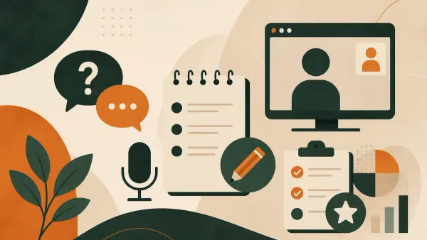 Ilustração sobre Entrevista técnica: como registrar perguntas, respostas e avaliação